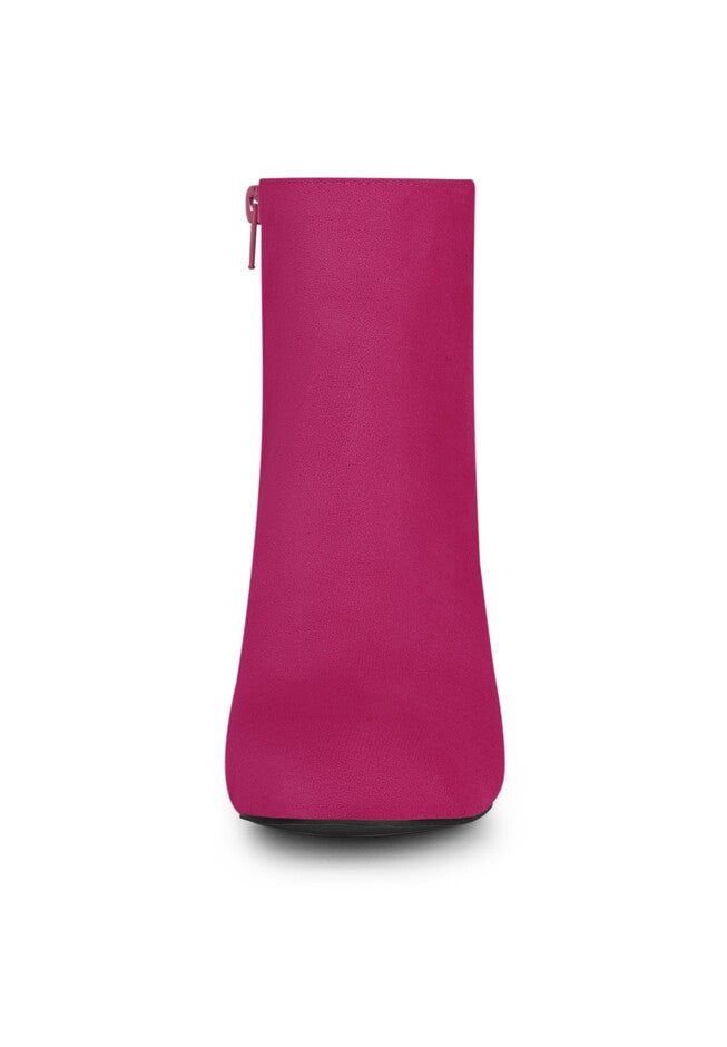 SIDE ZIP CHUNKY HEEL SOLID ANKLE BOOTS, Hot Pink / Pink, alternate image number null