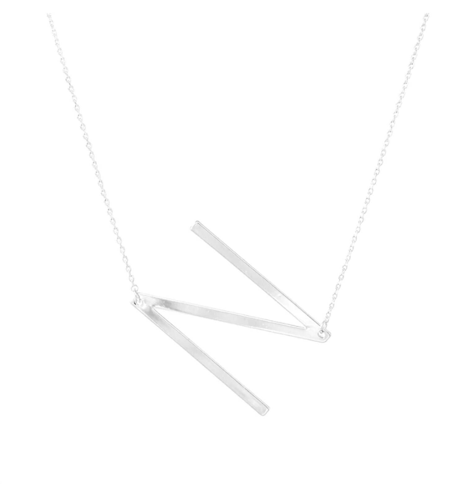 SIDEWAYS INITIAL NECKLACE N IN SILVER, Silver / Silver, hi-res image number 0