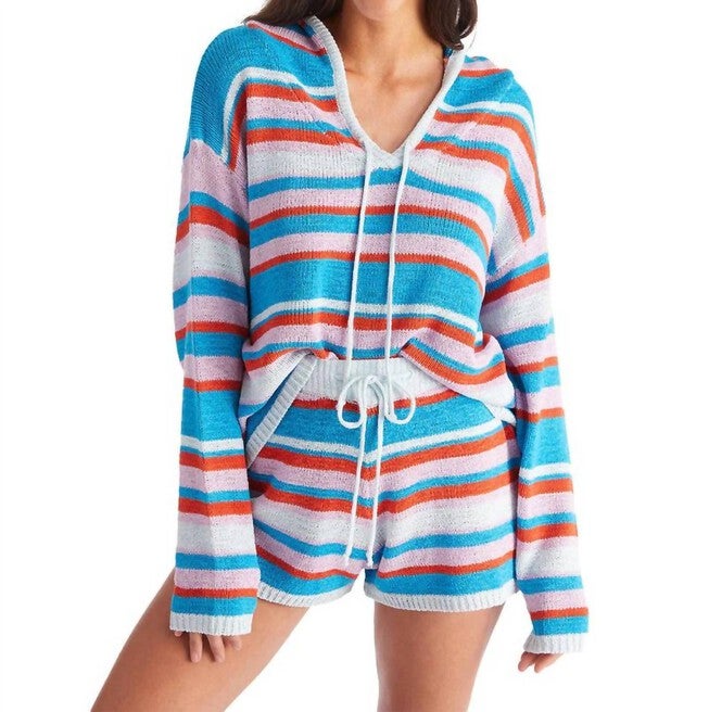 Ivy Knit Shorts In Blue Stripes, , alternate image number null