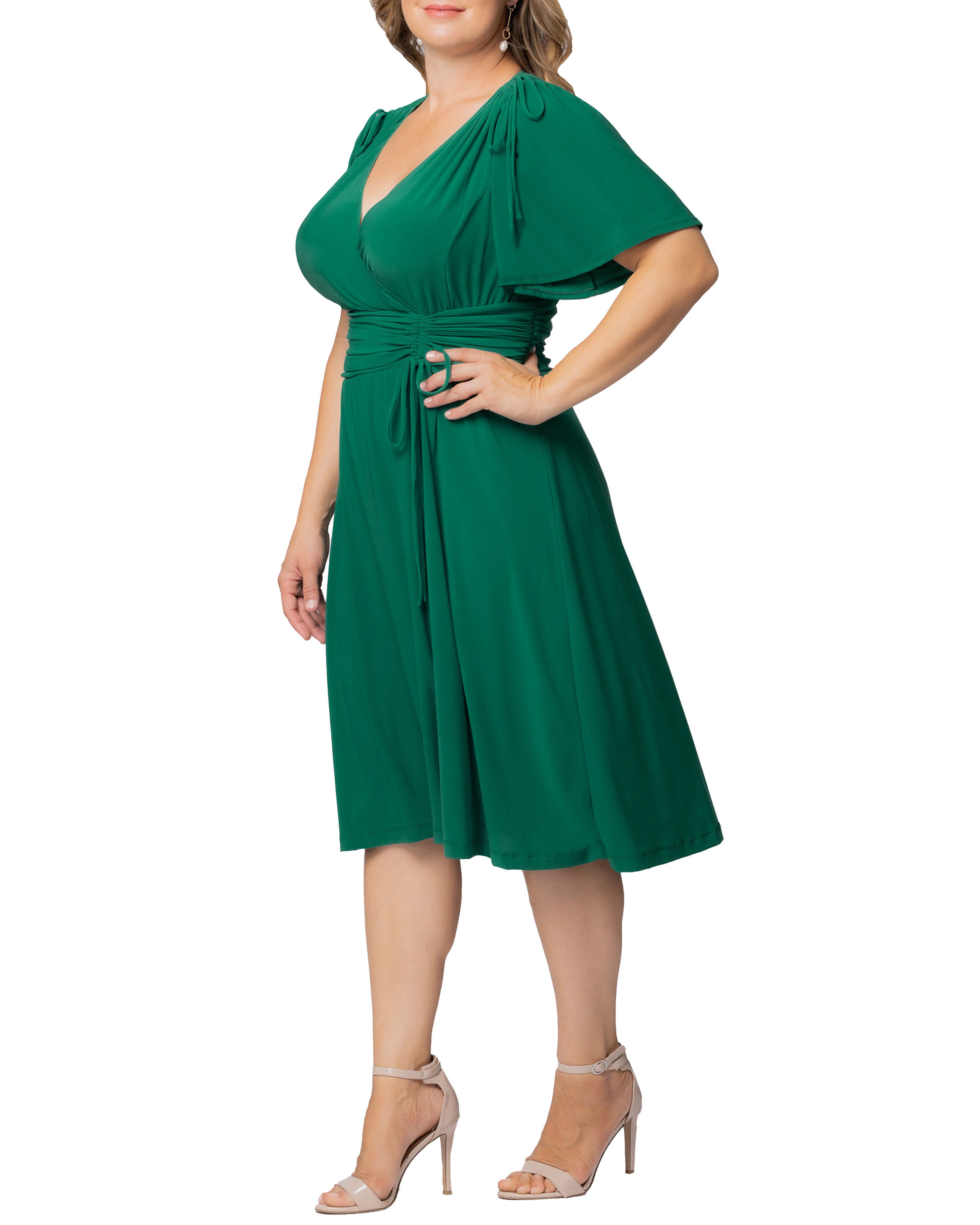 Jemma Ruched Tie Dress, CLOVER GREEN / Kelly Green, alternate image number 3