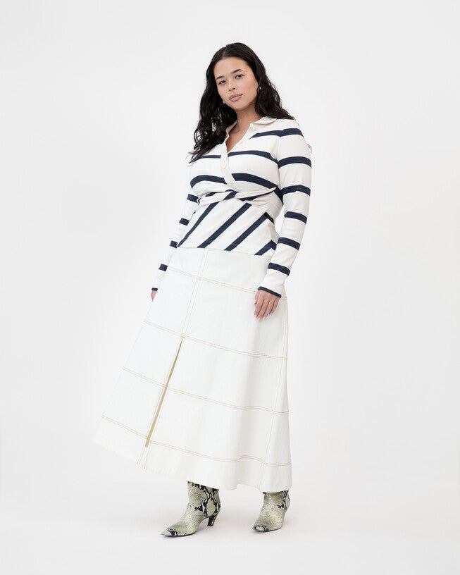 Ellicot Top, CreamMaritime Blue Wide Stripe / Cream, alternate image number 1