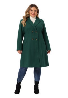 NOTCHED LAPEL WINTER WARM DOUBLE BREASTED LONG COAT