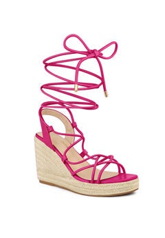 Platform Square Toe Lace Up Espadrilles Heels Wedge Sandals