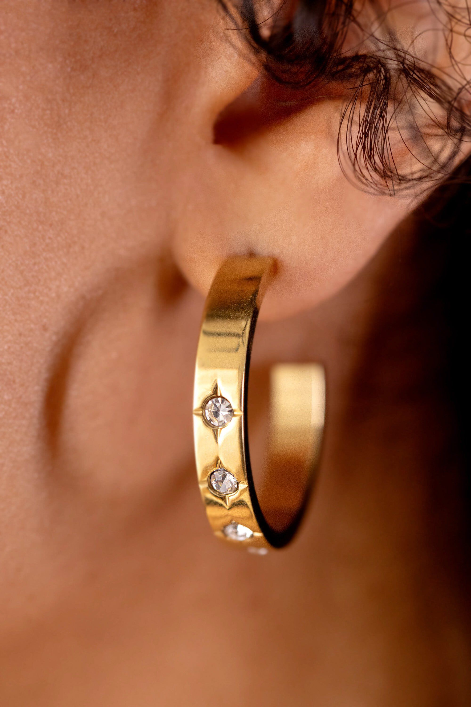 Crystal Accent Hoop, Gold / Gold, alternate image number 1