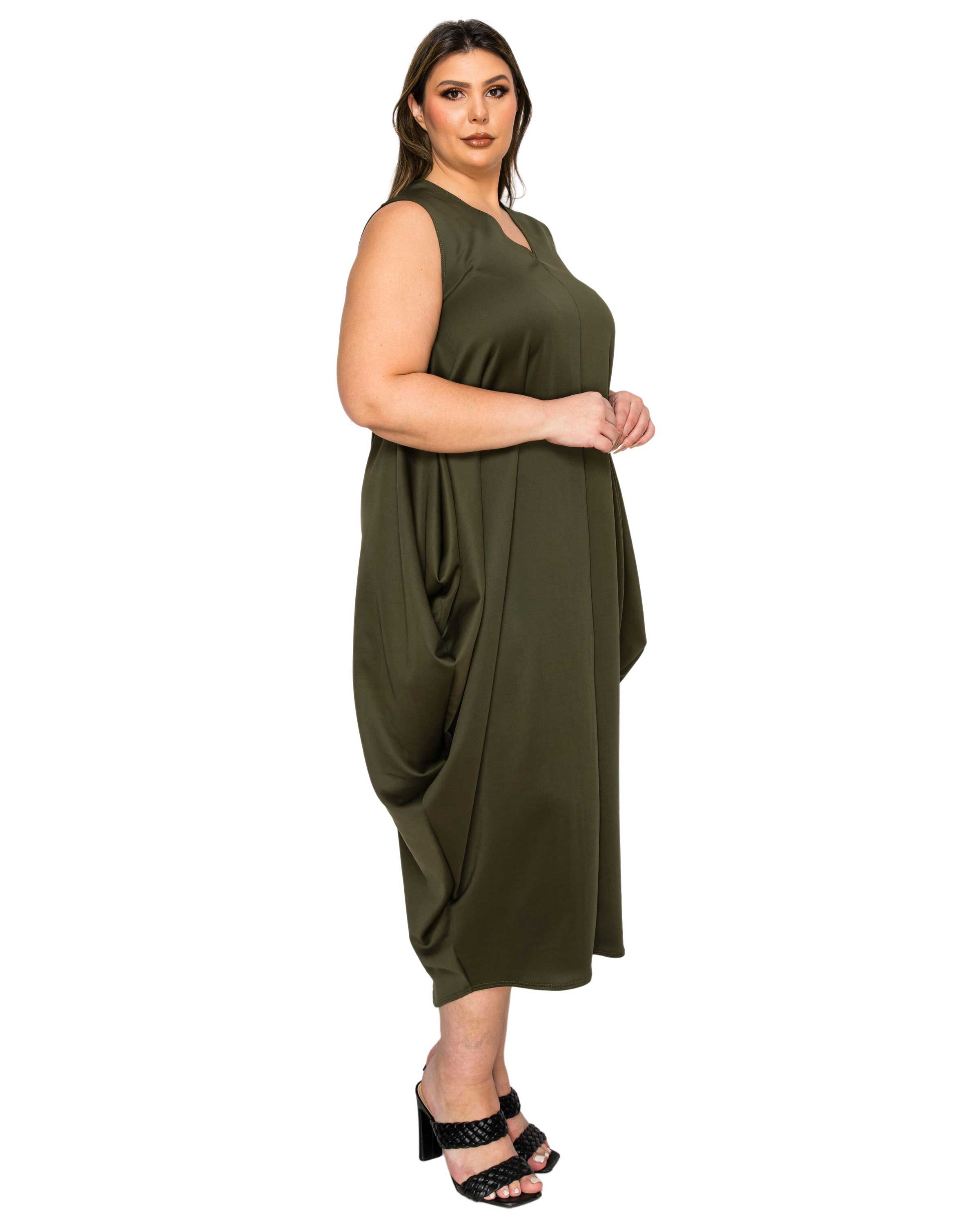 Clover Sleeveless Bubble Hem Dress, Army / Olive Green, alternate image number 1