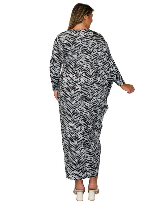Mary J Asymmetrical Maxi Dress, Gray Black / Light Grey, alternate image number 2