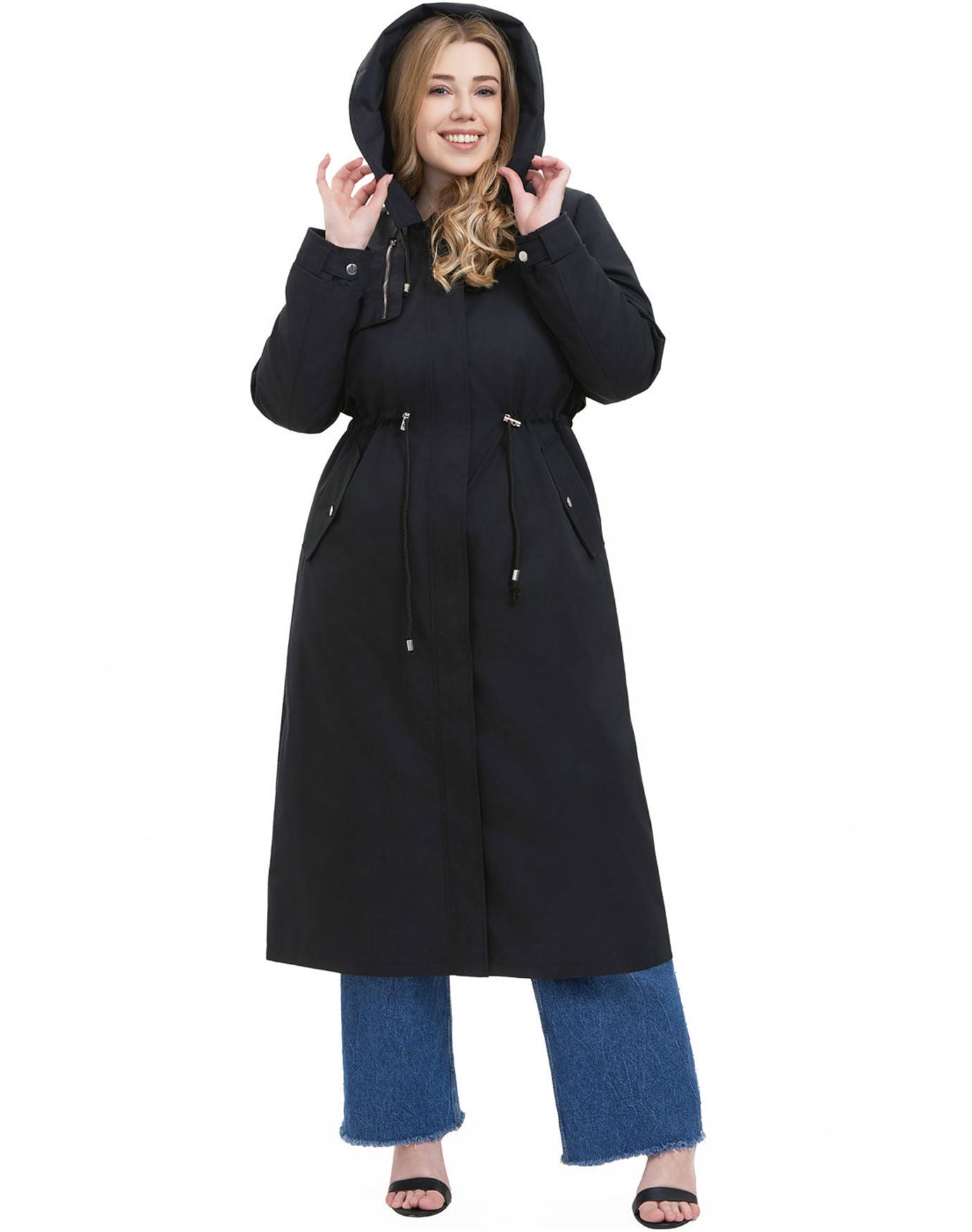 Hooded Zip-Out Lined Long Parka Coat, Black, hi-res image number 0