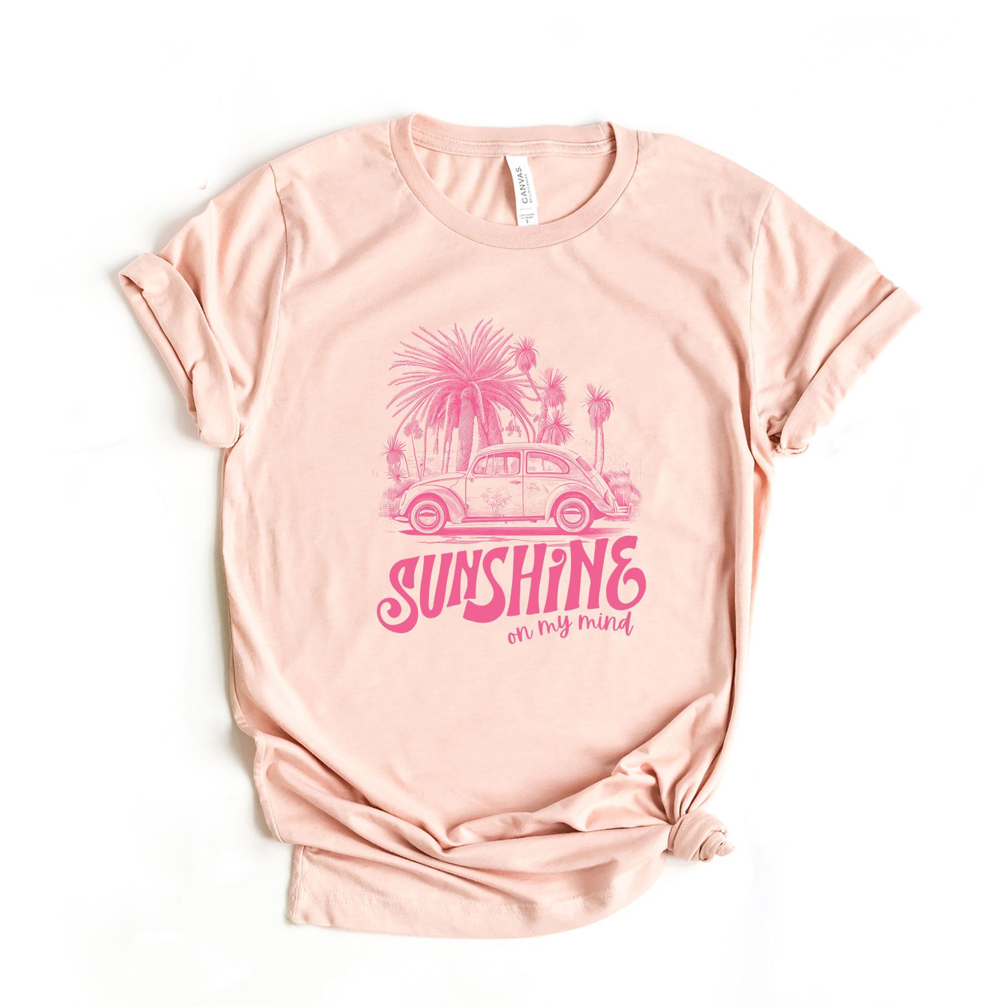 Sunshine On My Mind Palm Trees Short Sleeve Graphic Tee, Cream / Cream, hi-res image number 0