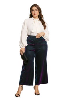 METALLIC SPARKLY ELASTIC WAIST WIDE LEG PALAZZO PANTS