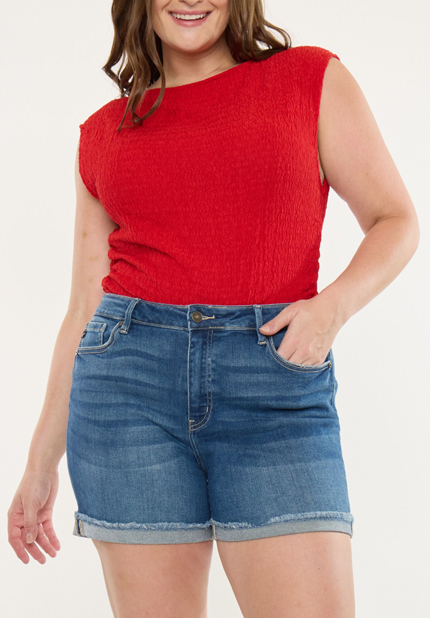 Sunny High Rise Shorts (Plus Size), Medium Wash / Medium Wash, alternate image number 1