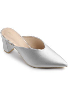 Pointed Toe Chunky Heels Slides Mules