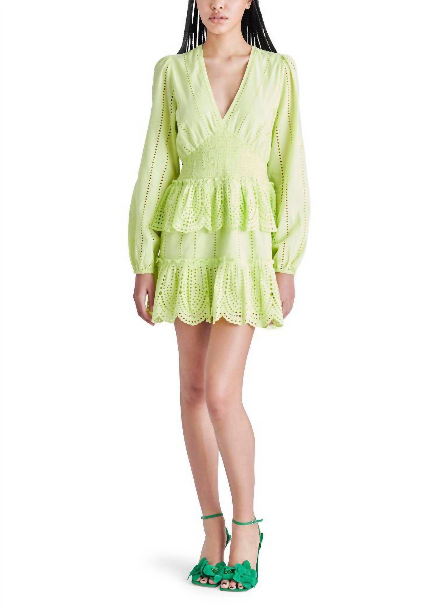RAQUELLE MINI DRESS IN SUNNY LIME, Sunny Lime / Light Green, hi-res image number 0