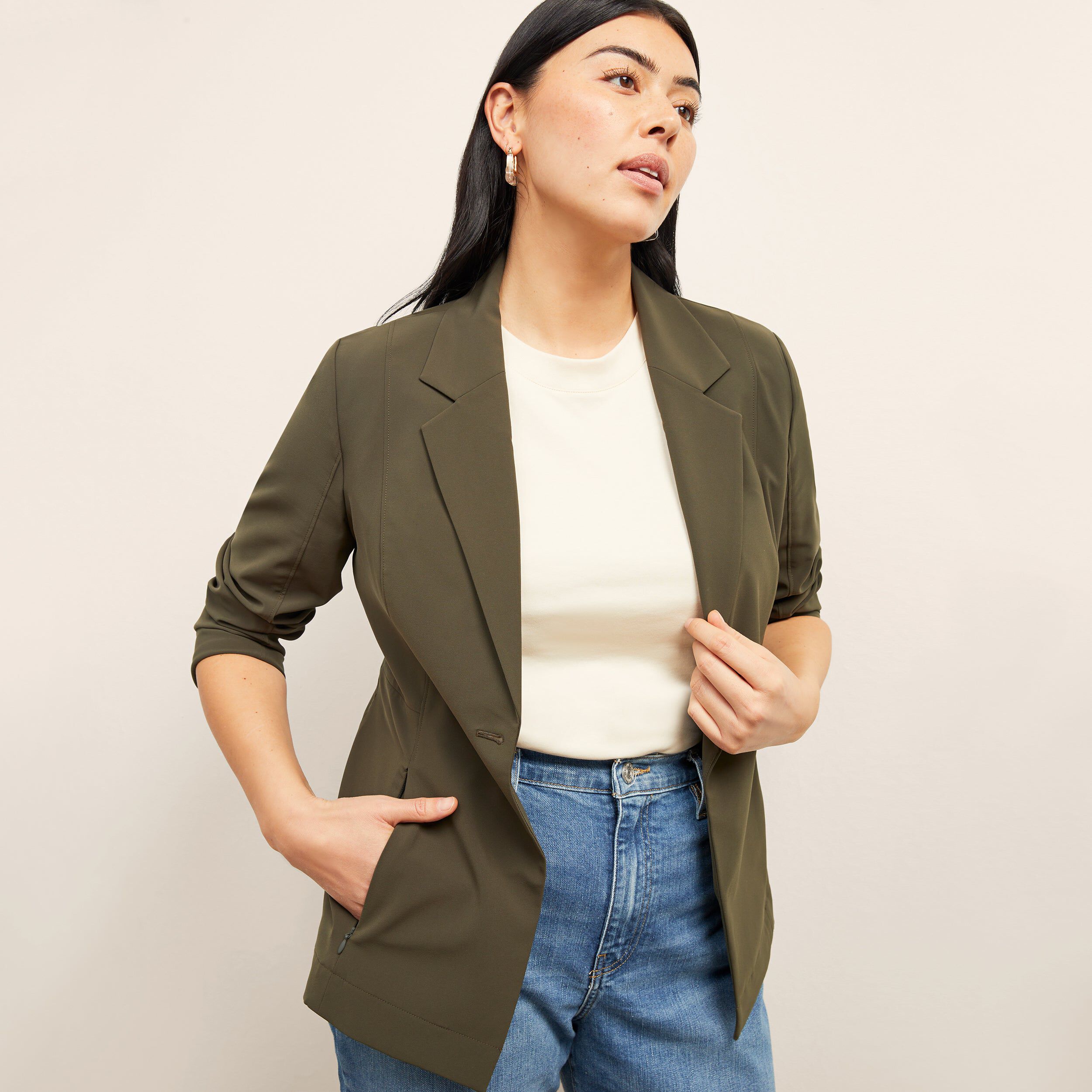Moreland Travel Blazer - OrigamiTech, Olive / Olive Green, hi-res image number 0