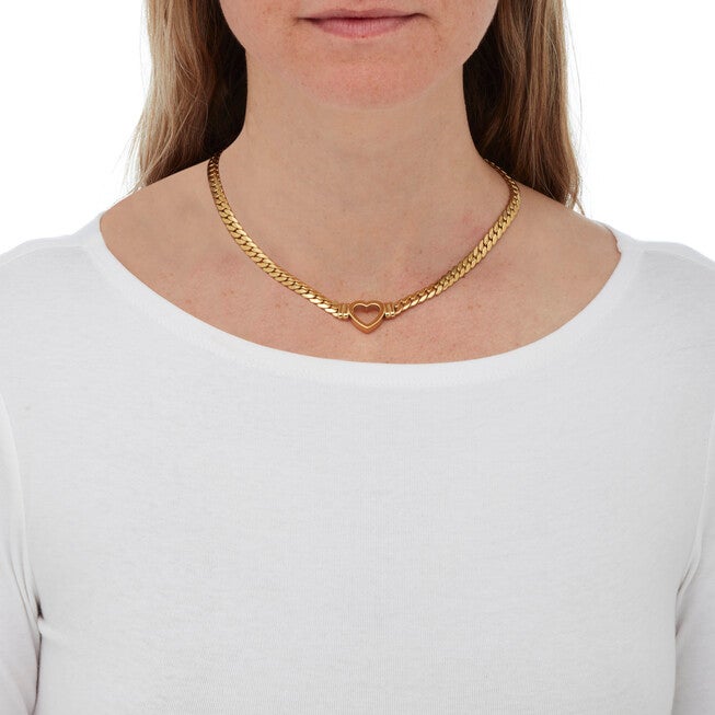 Yellow Gold Ion-Plated Stainless Steel Heart Bracelet And Necklace 16 Inch, , alternate image number null
