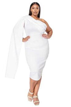 SPADE ONE SHOULDER CAPE DRESS