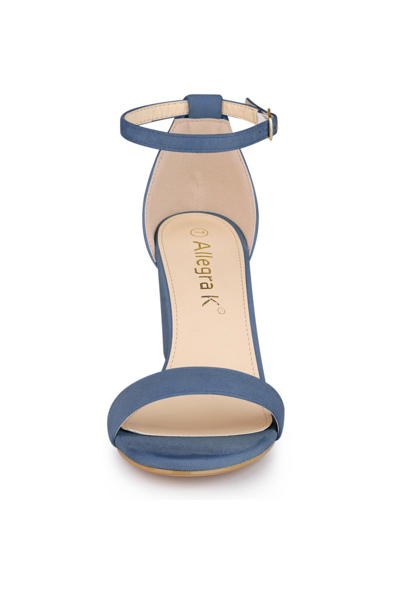 Buckle Ankle Strap High Chunky Heels Sandals, Haze Blue / Dusty Blue, alternate image number 1