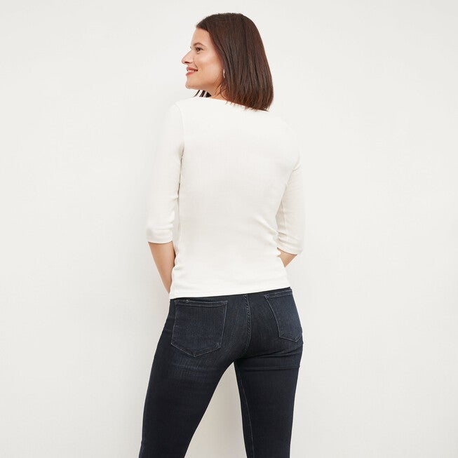 Soyoung T-Shirt - Ribbed Pima Cotton, Ivory / Ivory, alternate image number 2