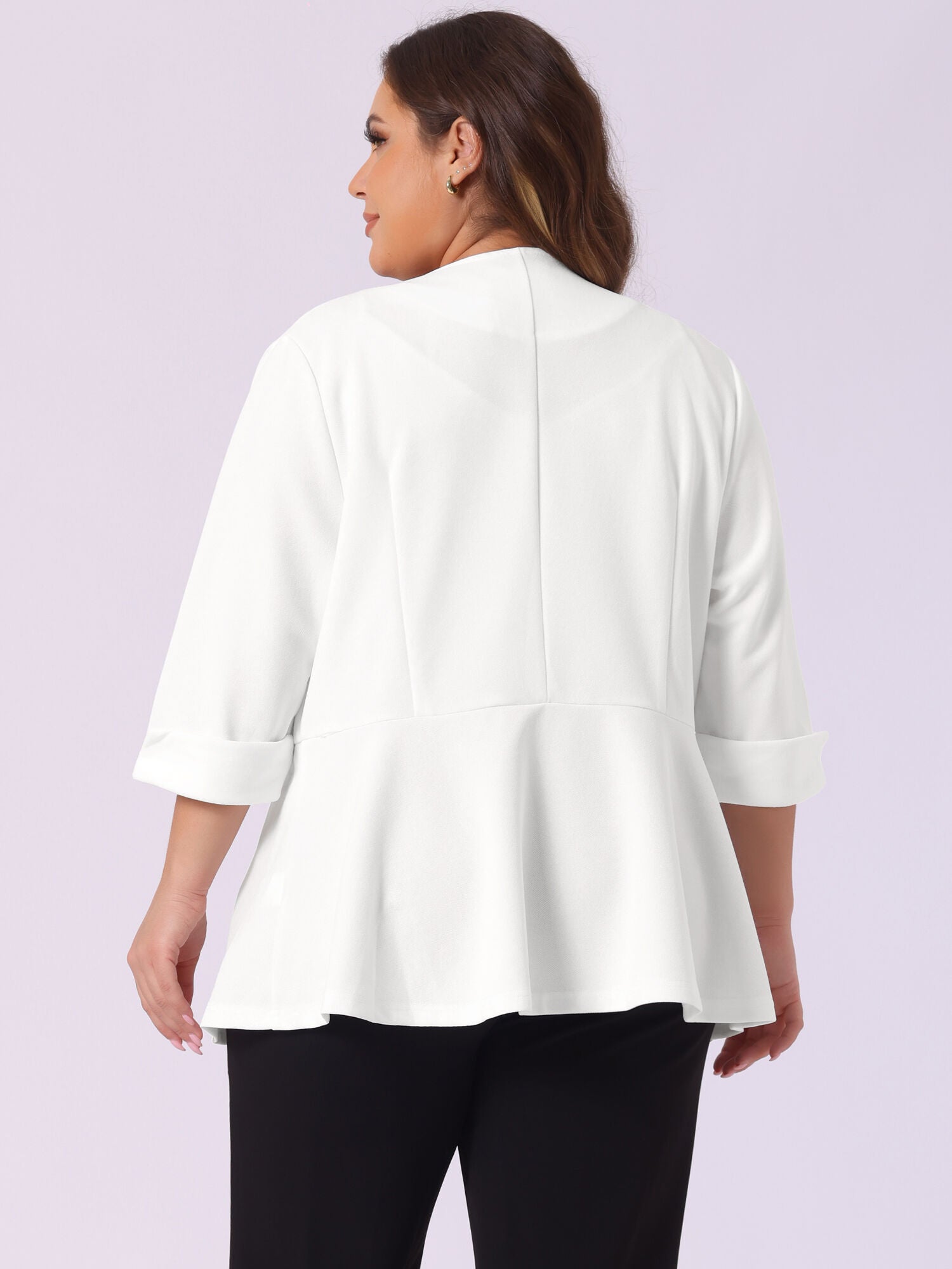 NOTCHED LAPEL PEPLUM JACKET SUIT BLAZER, White / White, alternate image number 3