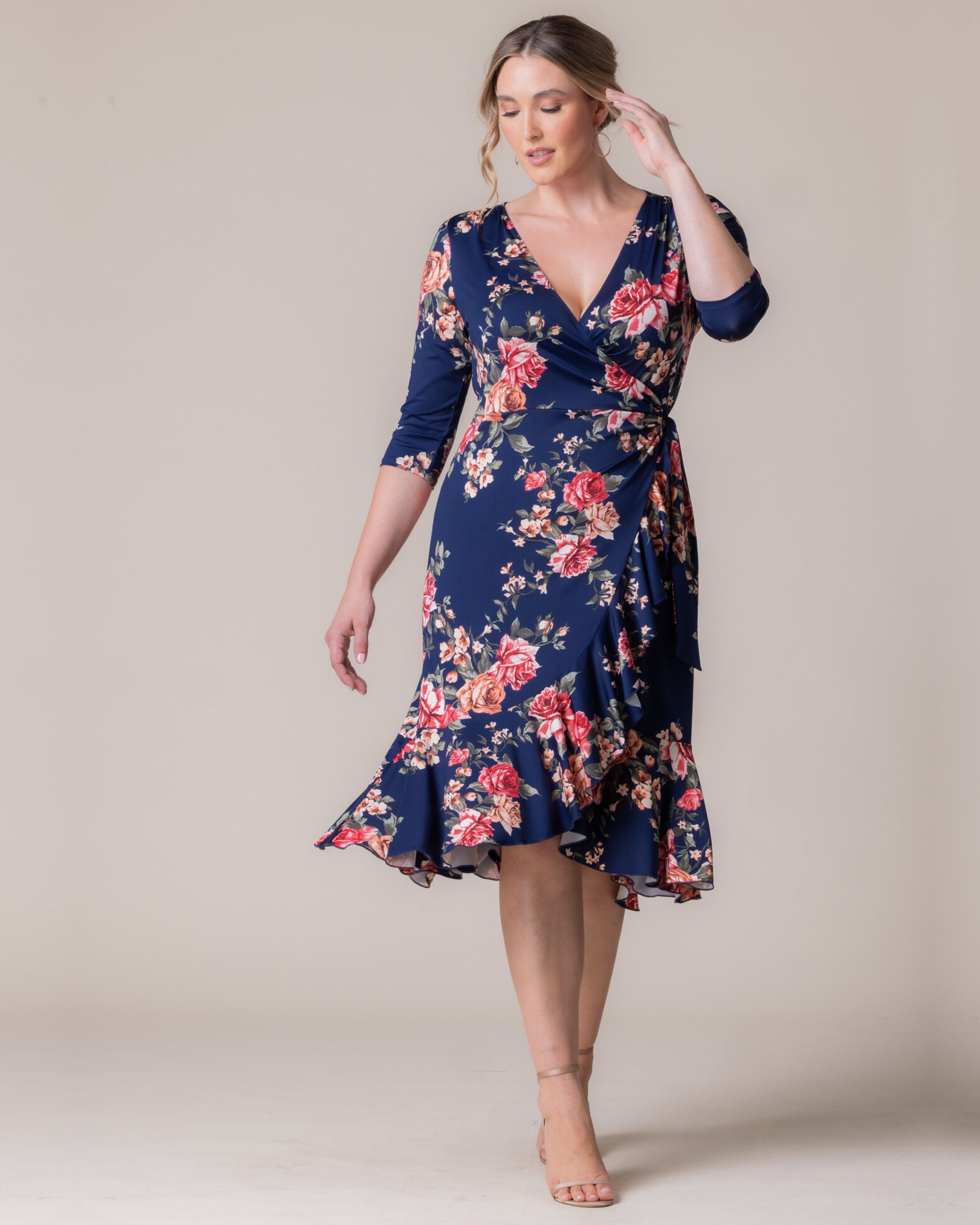 Wrap dress with flounces cheap