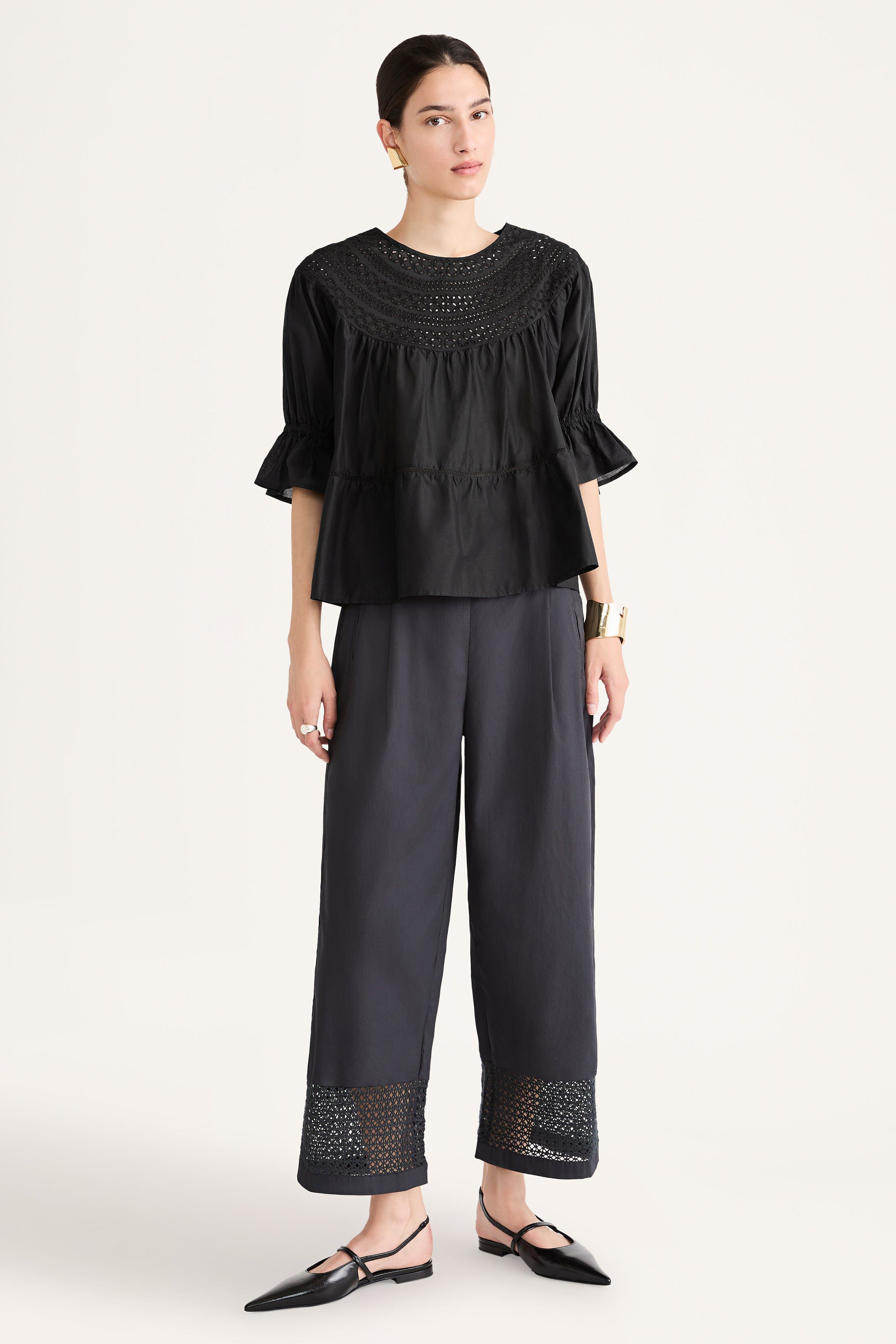 Sol Eyelet Top, Black / Black, alternate image number 4