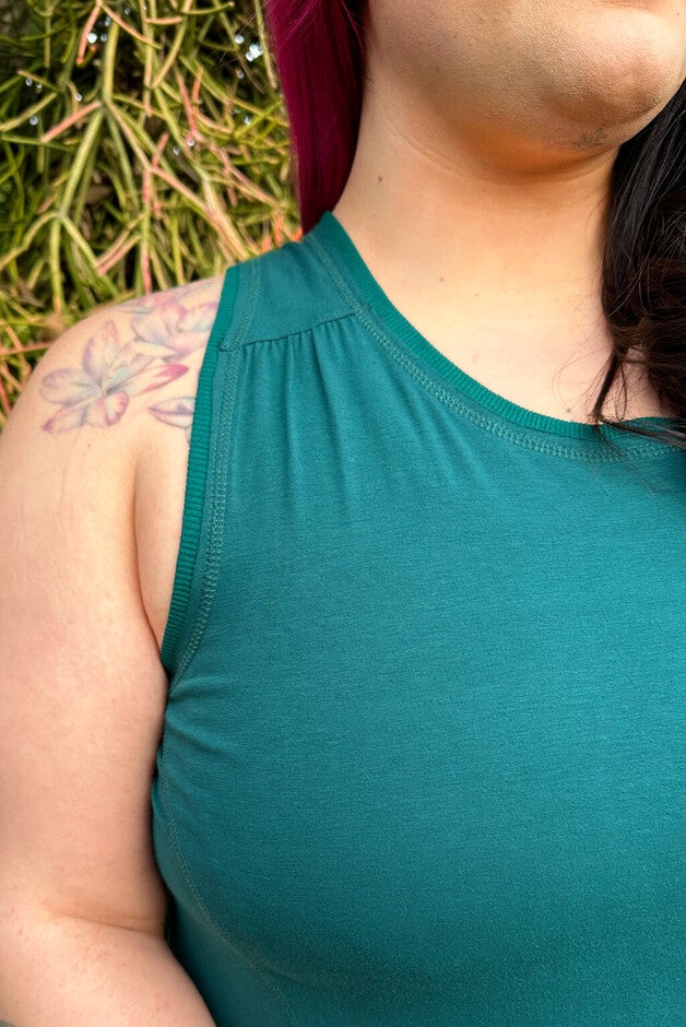 Hi-Lo Jersey Tank Dress, Forest Green / Forest Green, alternate image number 4
