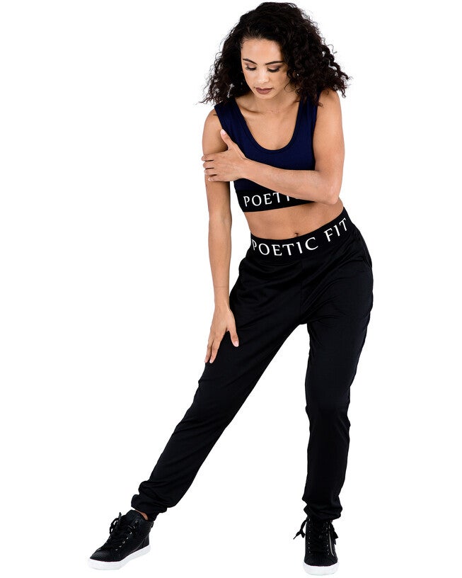 Plus Size Lex Black Jogger Pants w Pockets, Black / Black, alternate image number 3
