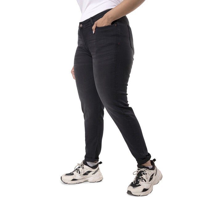 PLUS SIZE WOMEN SOLID CASUAL BLACK JEANS, Black / Black, hi-res image number 0