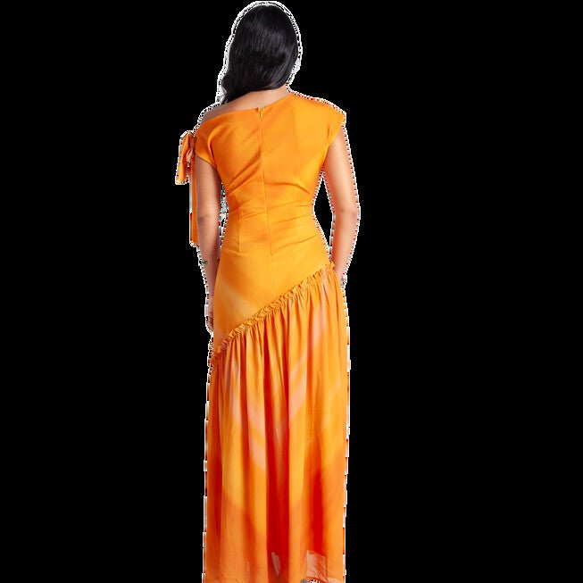 Asymmetric Maxi Dress, Orange / Orange, alternate image number 3
