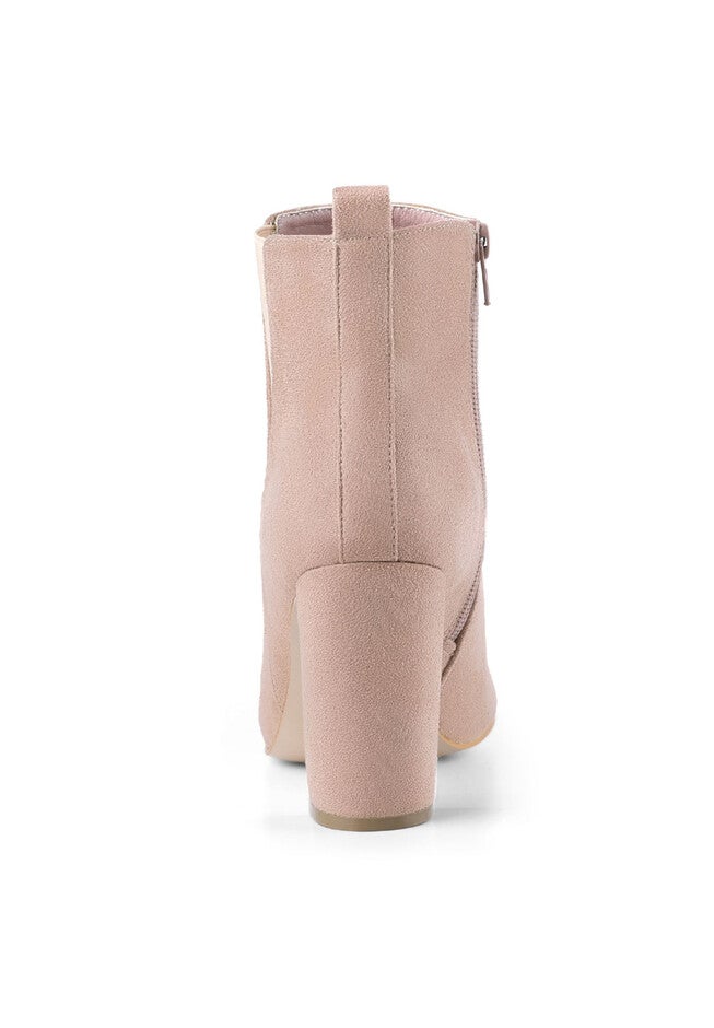 ZIPPER BLOCK HEEL ANKLE CHELSEA BOOTS, Dust Pink / Pink, alternate image number 2