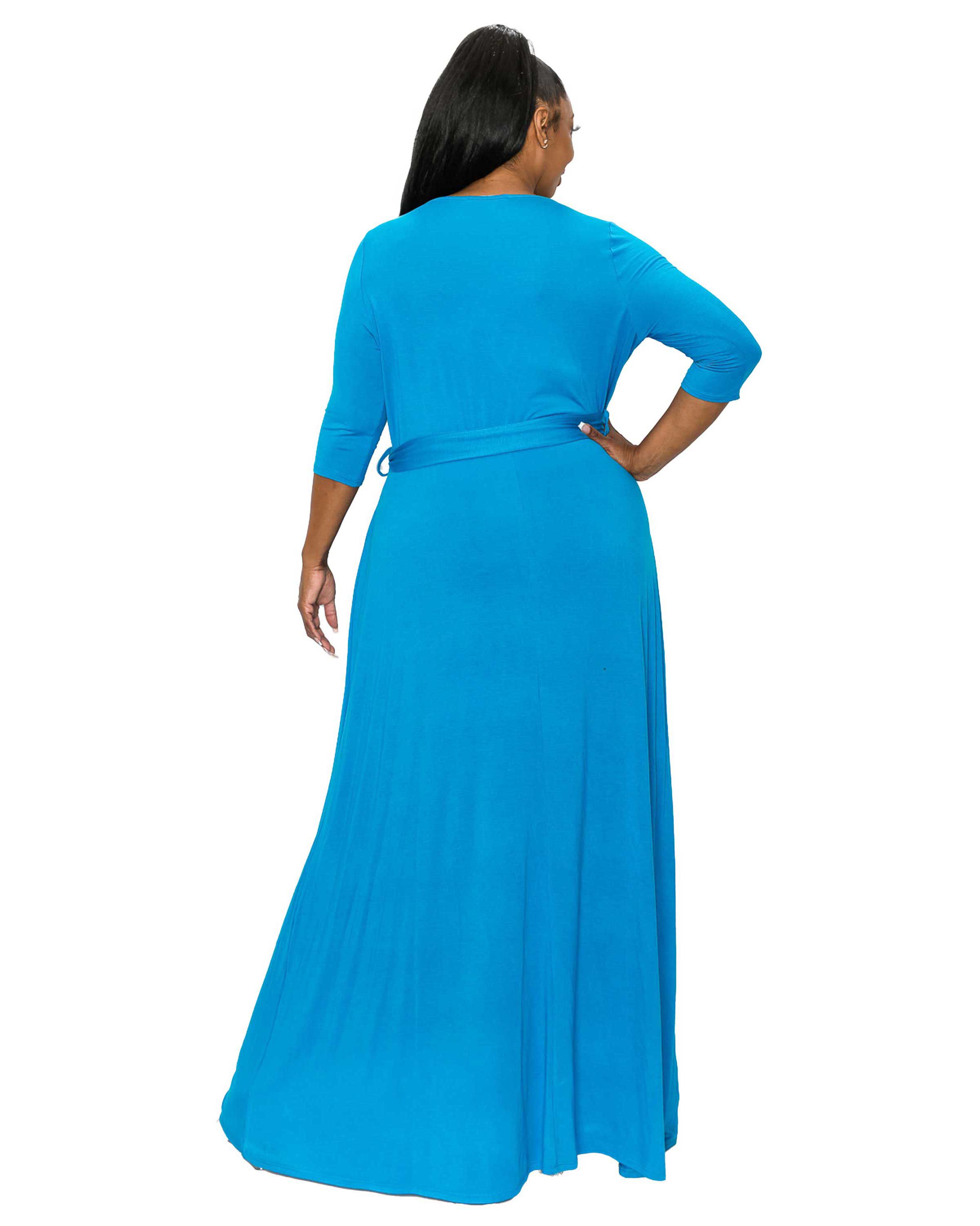 MIKA WRAP DRESS, Turquoise / Turquoise, alternate image number 1