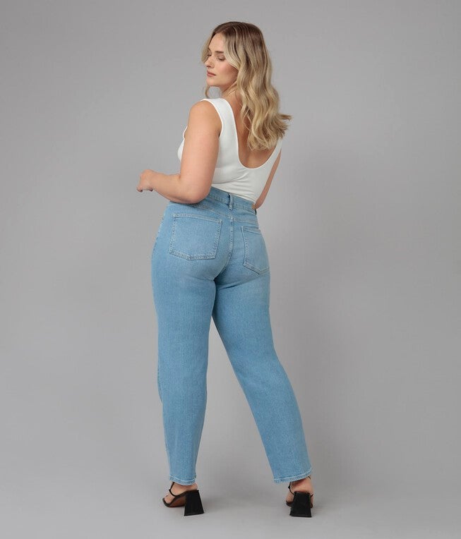 Women's Light Wash High Rise Crossover Jeans, Luster / Light Wash, alternate image number 1