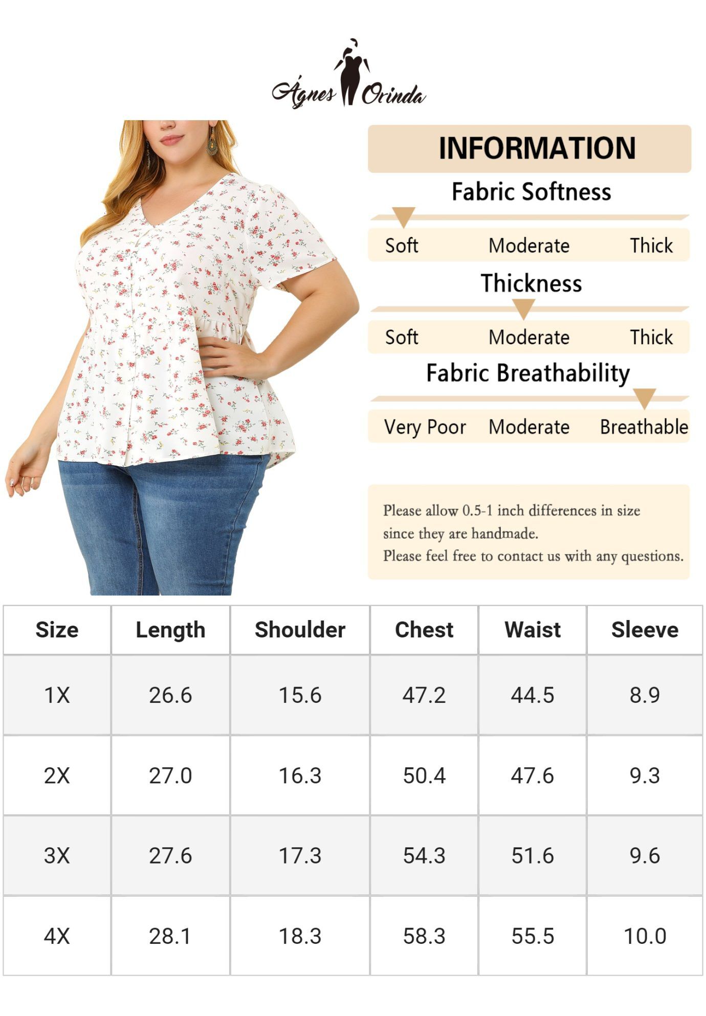 Chiffon Shirt V Neck Ruffle Short Sleeve Floral Peplum Top, White / White, alternate image number 4