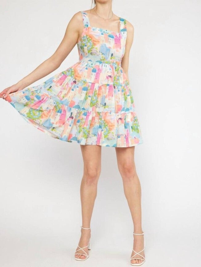 ABSTRACT MINI DRESS IN MULTI, Multi / Pink, hi-res image number 0