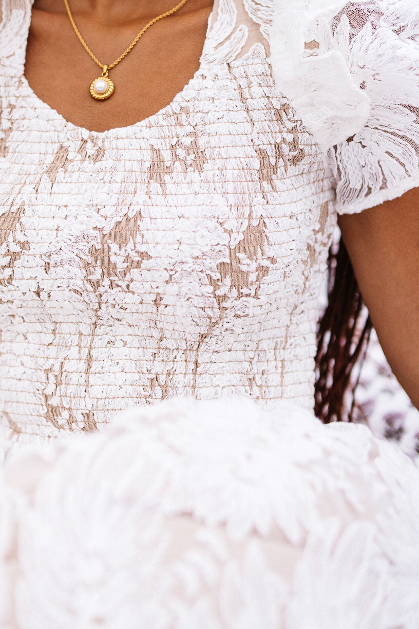 Hattie Dress, White Lace / White, alternate image number 3