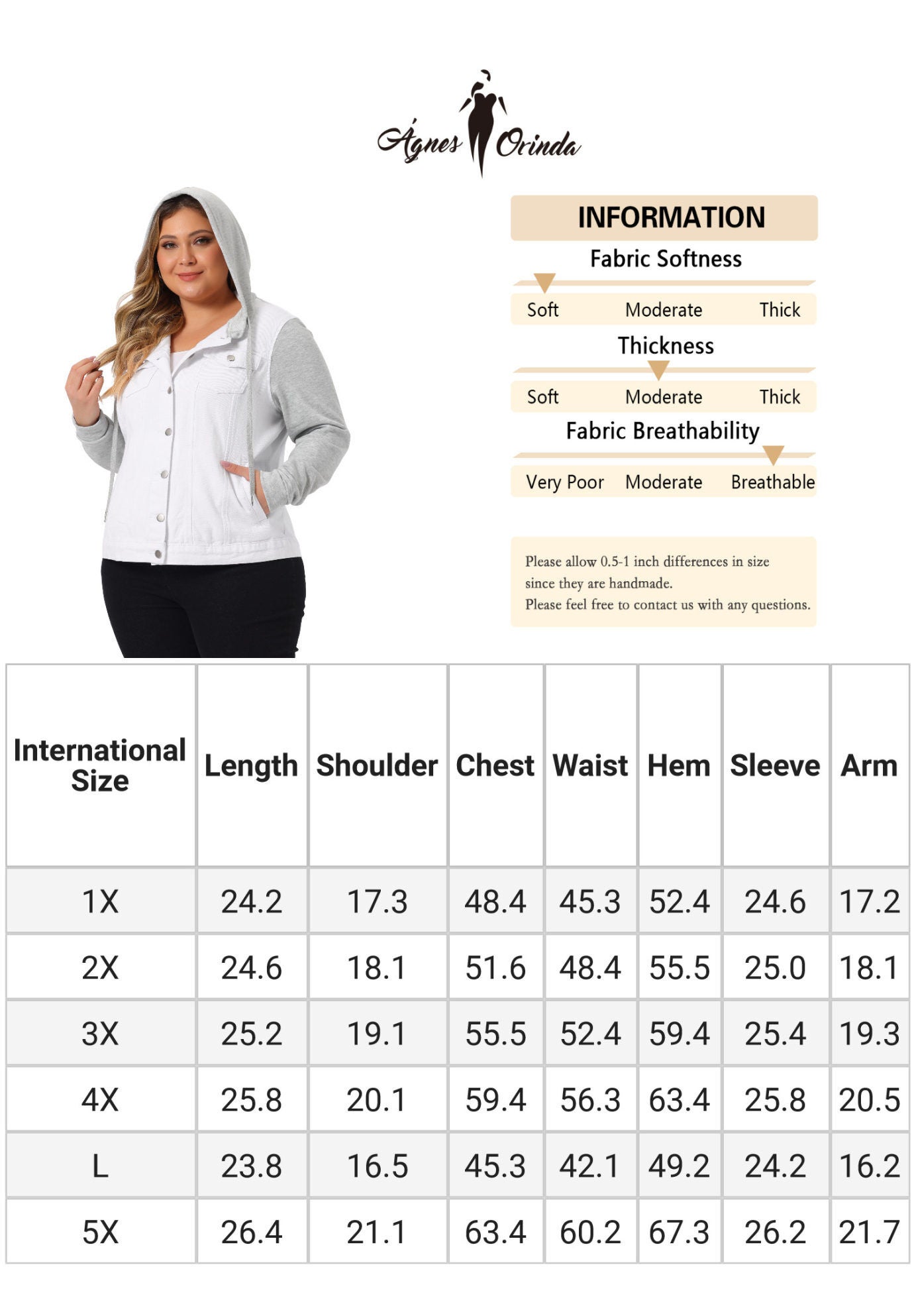 LAYERED DRAWSTRING HOODIE DENIM JEAN JACKET, White / White, alternate image number 4