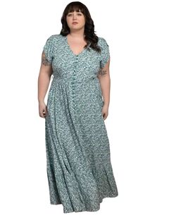 Florence Maxi Dress Ditsy Print Green