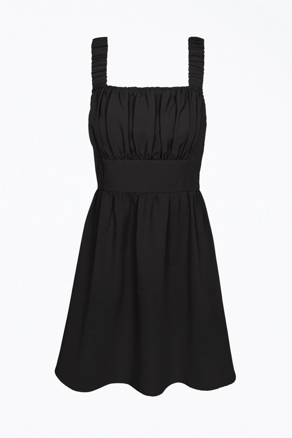 kina mini dress KINA SCRUNCHIE STRAP CREPE MINI DRESS IN BLACK