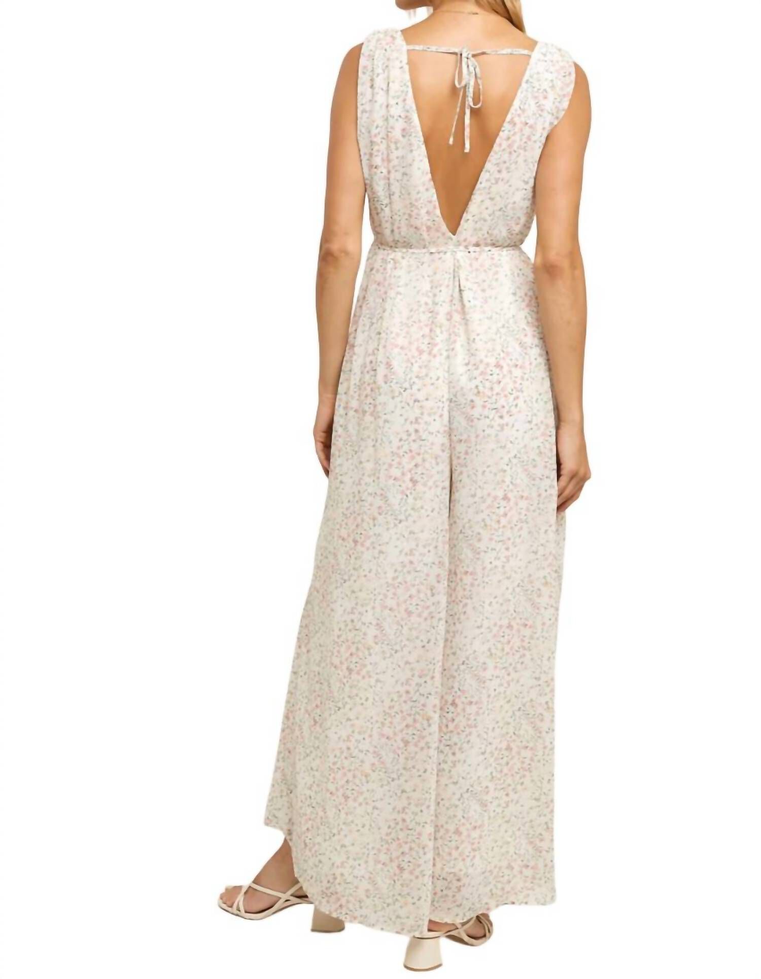 Ditsy Floral Jumpsuit, Cream / Cream, alternate image number 3