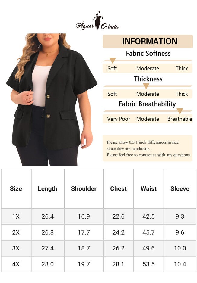 SHORT SLEEVE NOTCHED LAPEL BUTTON WORK BLAZER, Black / Black, alternate image number 4