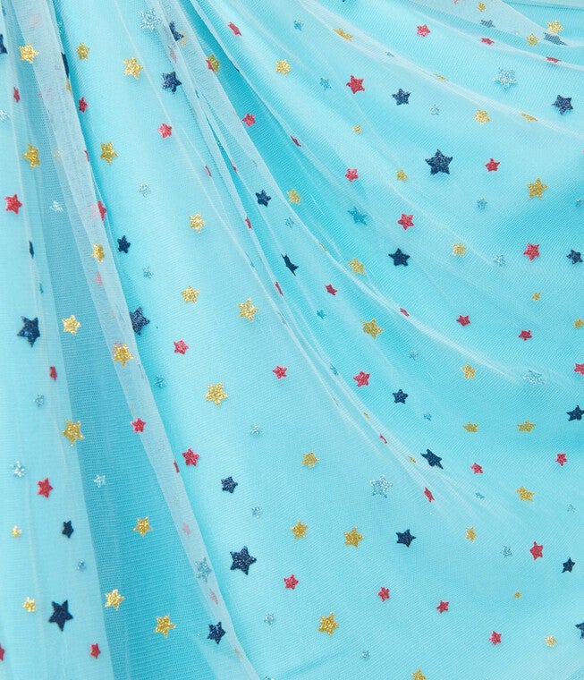 Smak Parlour Blue & Multi Star Puff Sleeve Babydoll Dress, Blue Rainbow Polka Dots / Light Blue, alternate image number null