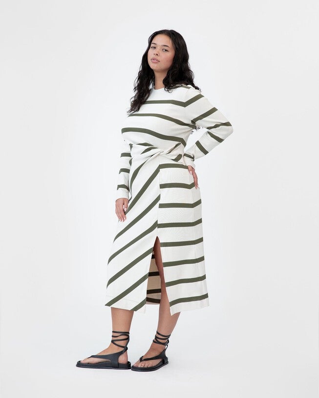Cody Dress, CreamFern Wide Stripe / Cream, alternate image number null