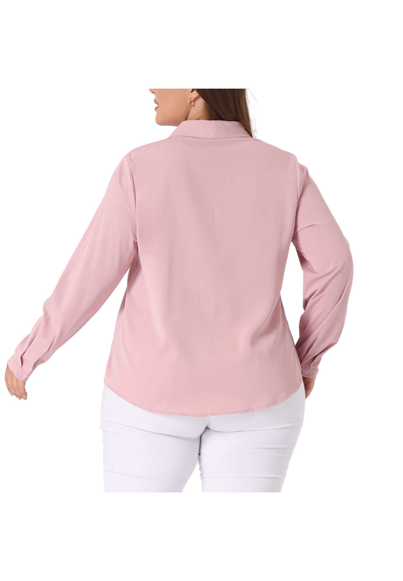 Long Sleeve Tie V Neck Chiffon Blouse, Pink / Pink, alternate image number 3