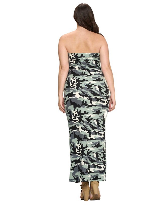 CAMO SLEEVELESS SLIT DRESS, GrayIvory Camo / Light Grey, alternate image number 1