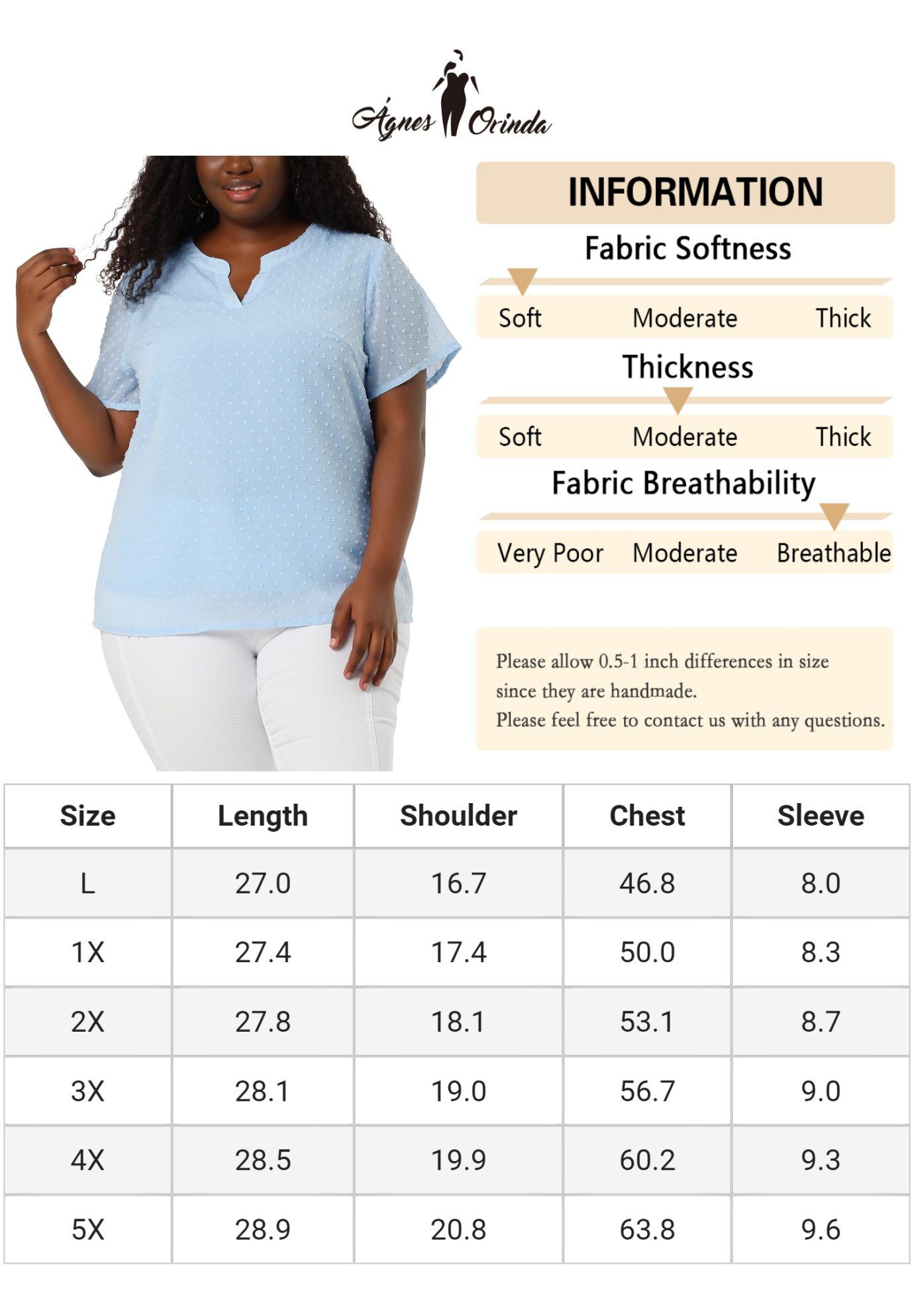 Swiss Dots Notched Neck Short Sleeve Basic Blouse, Blue / Dusty Blue, alternate image number 4