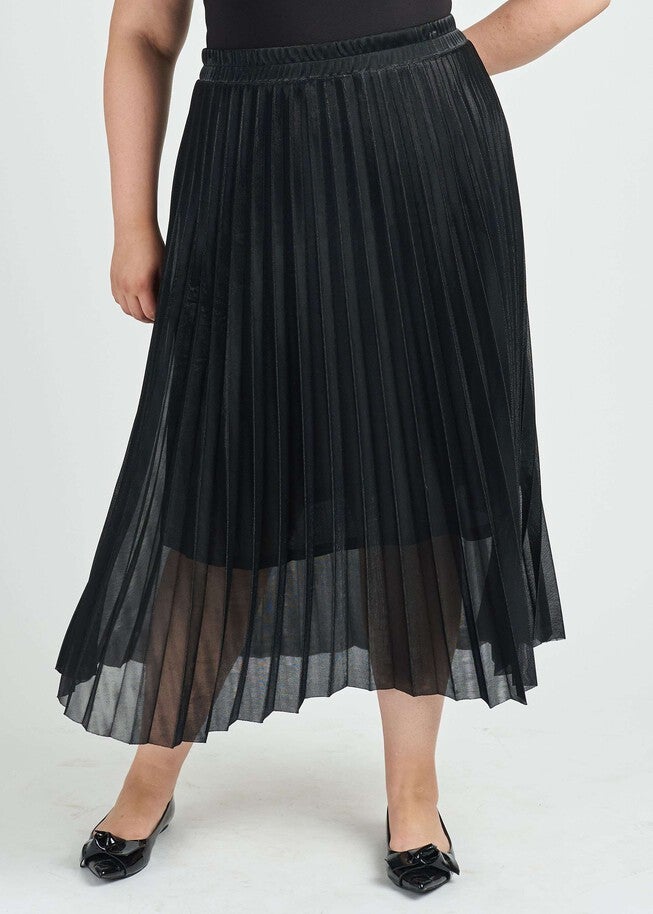 Carolyn Pleated Maxi Skirt, BLACK / Black, hi-res image number 0