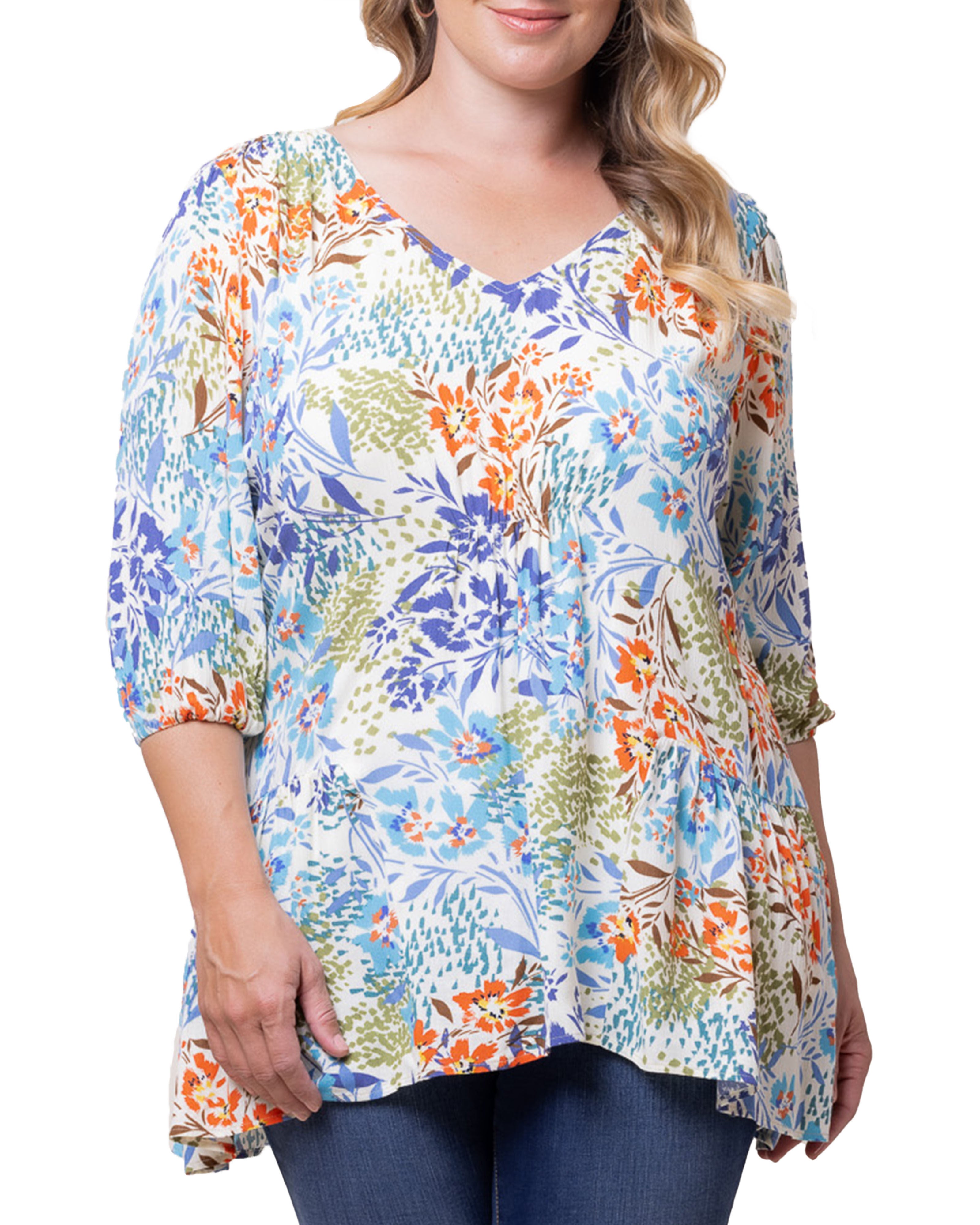 Oasis Flowy Tunic Top, SANTORINI / White, alternate image number 2