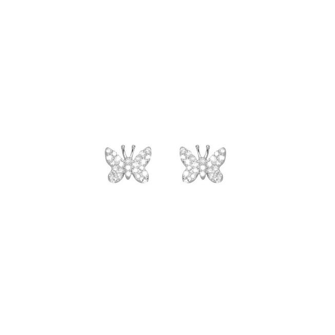 BUTTERFLY DIAMOND EARRINGS IN SILVER, Silver / Silver, hi-res image number 0