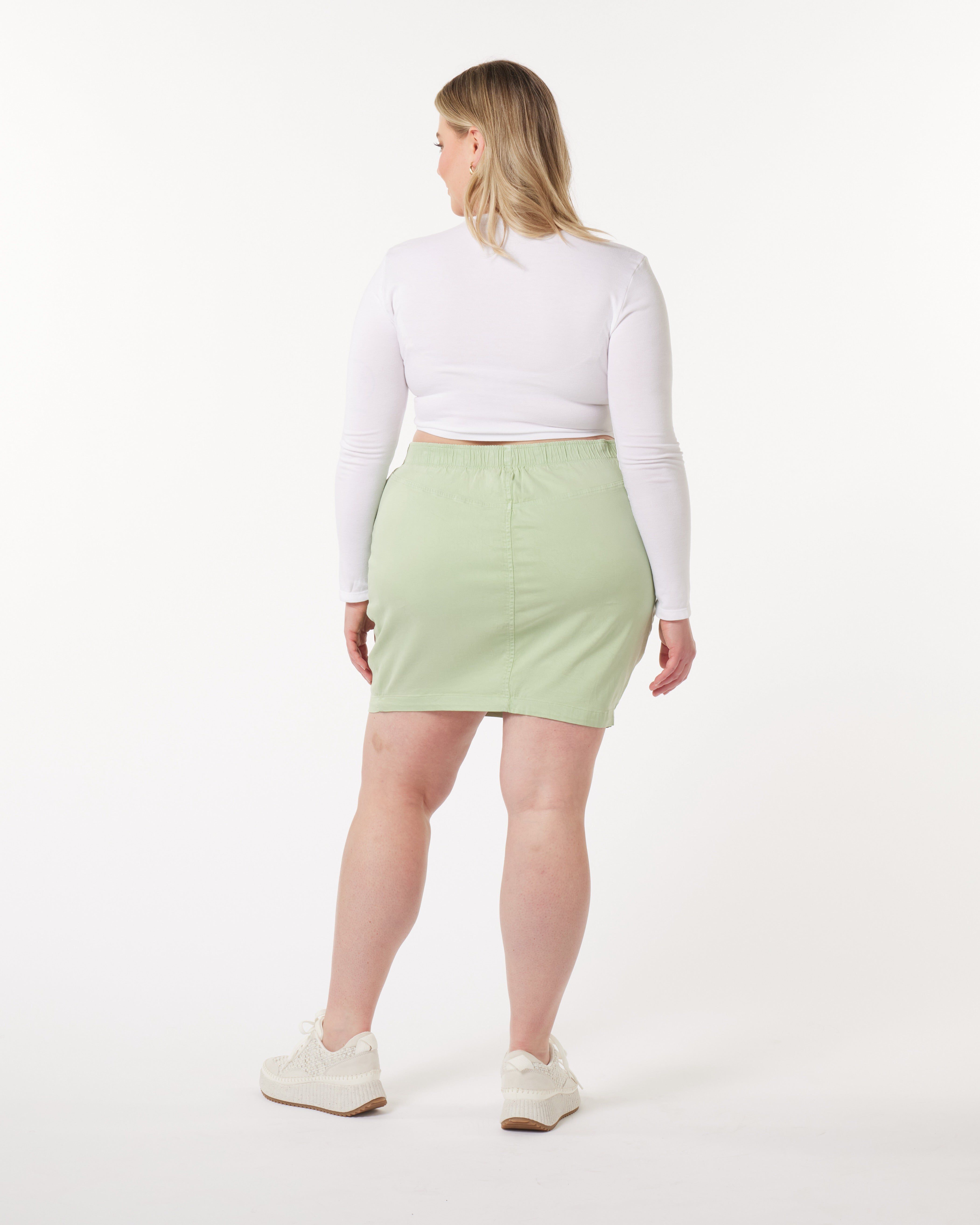 Leah Cotton Tencel Cargo Mini Skirt, Sage / Sage Green, alternate image number 4