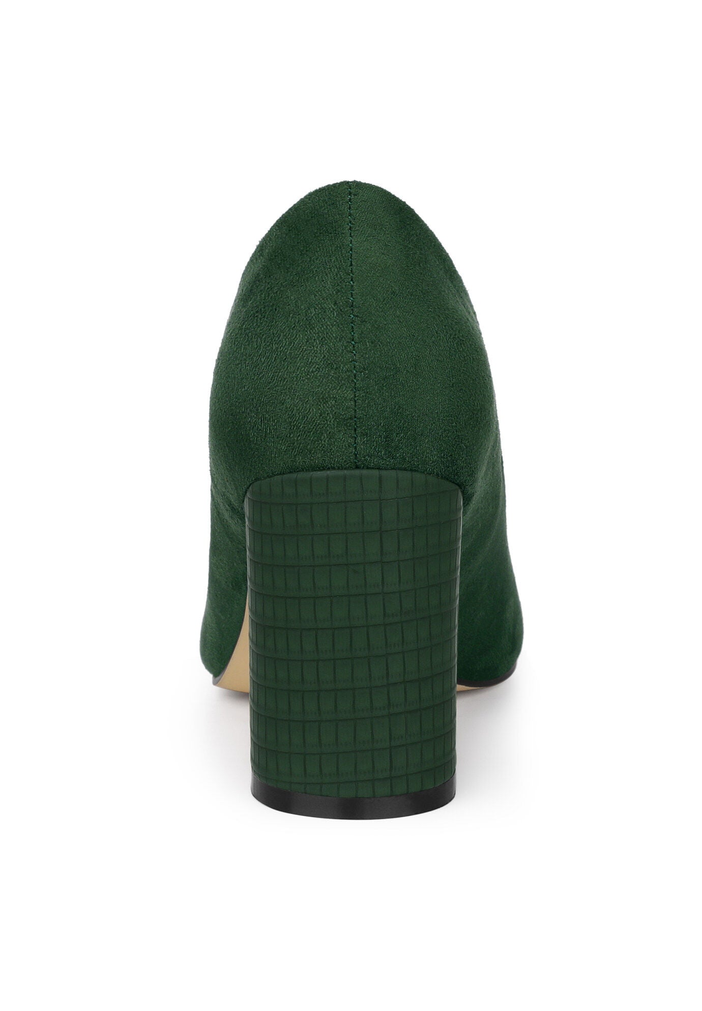 Pointy Toe Slip on Plaid Chunky Heel Dress Pumps, Green / Hunter Green, alternate image number 2