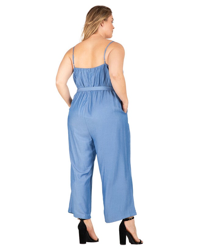 Charli Women's Adjustable Spaghetti Strap Elastic Neckline High Waist Jumpsuit, , alternate image number 5
